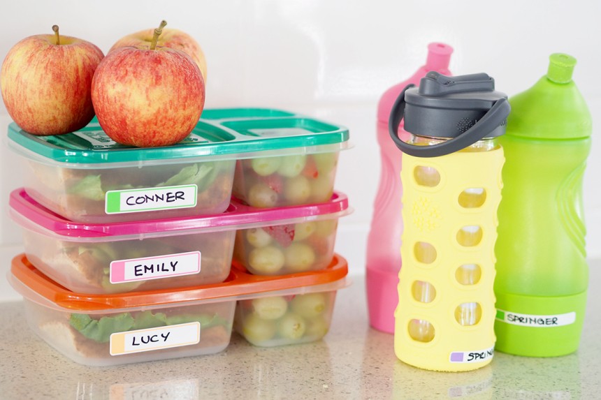 Avery Self Laminating Labels on Lunchboxes
