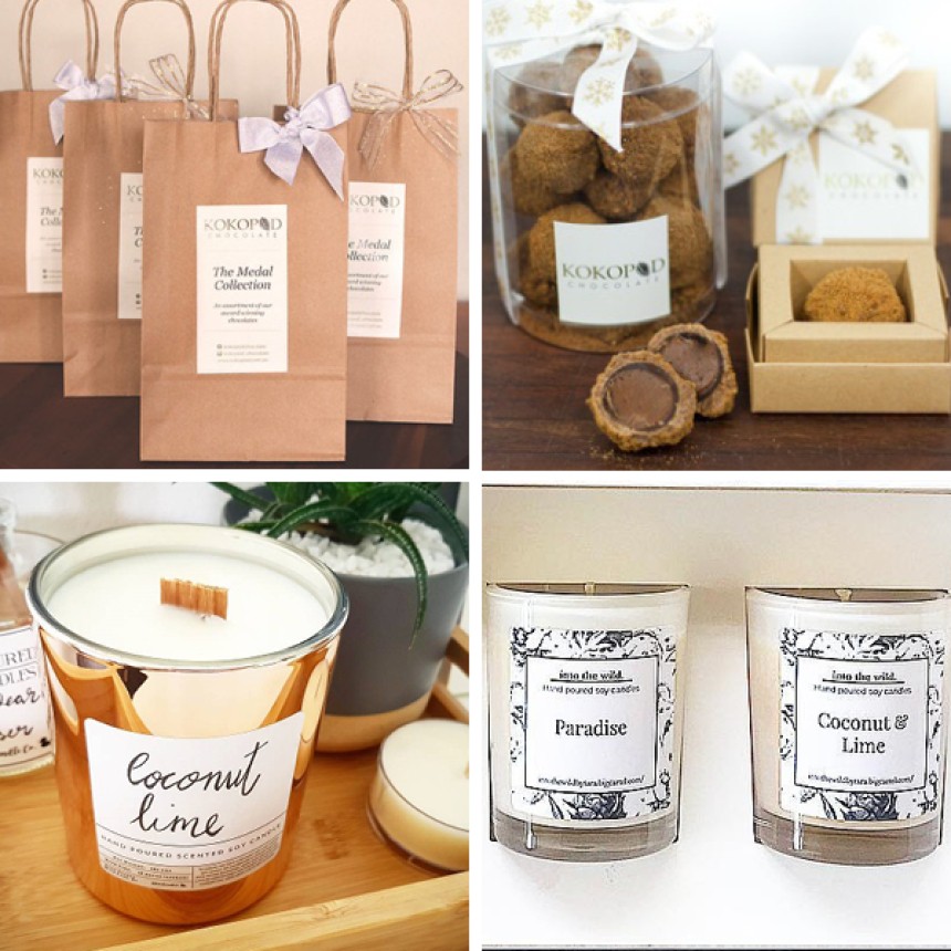 Labelling candles and chocoloate