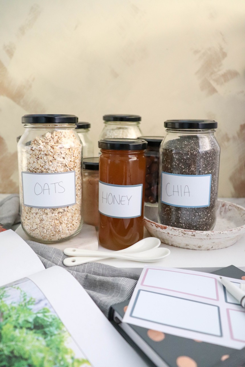 Durable Avery labels on pantry jars