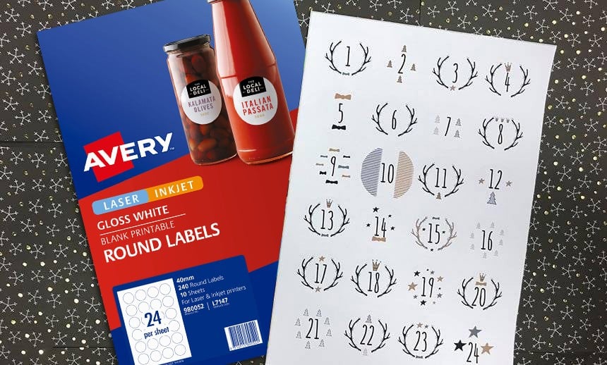 Avery gloss white round label