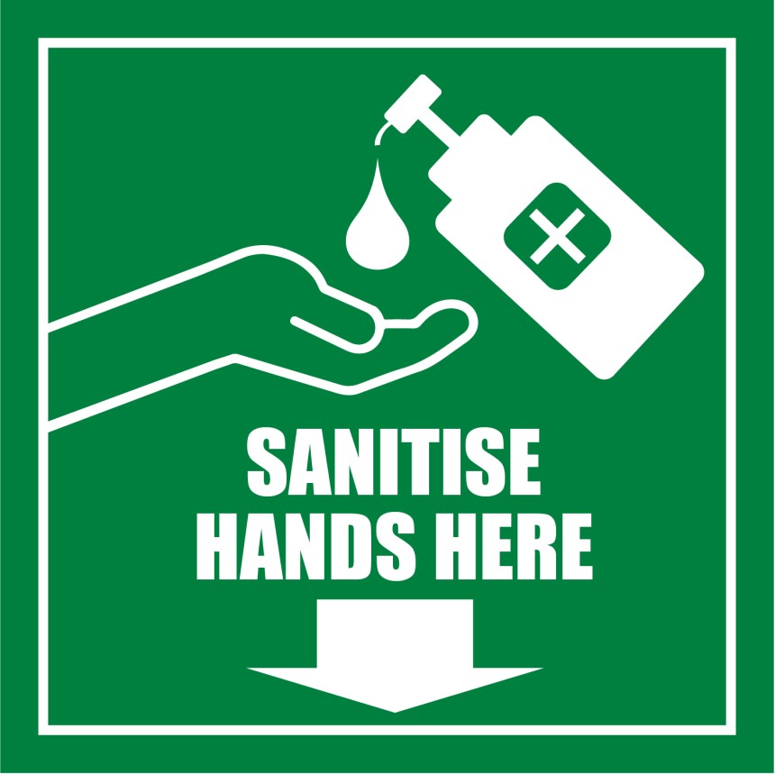 sanitise hands here
