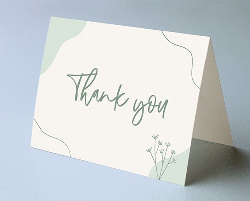 Image of a folded Thank You card