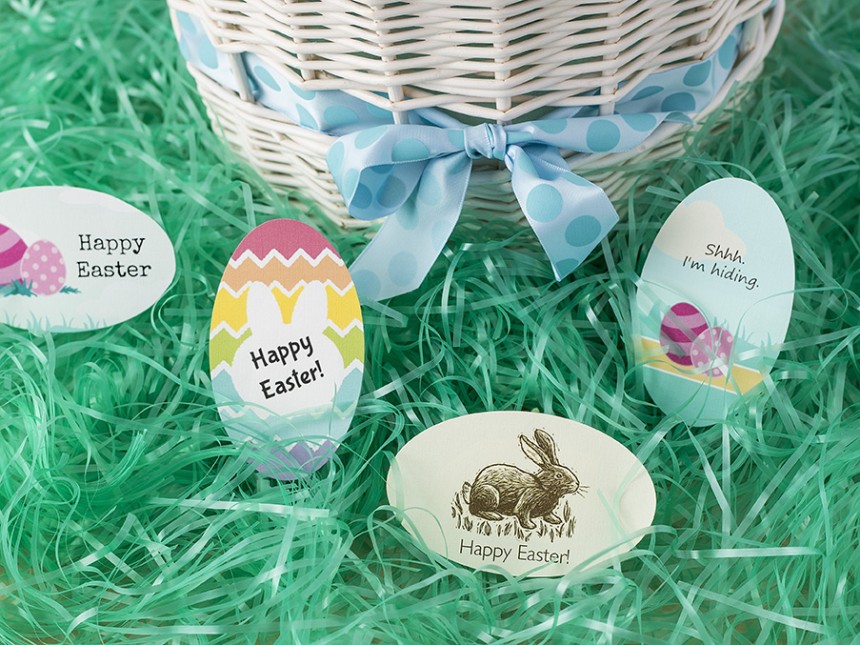 Easter Egg Oval Stickers with Basket