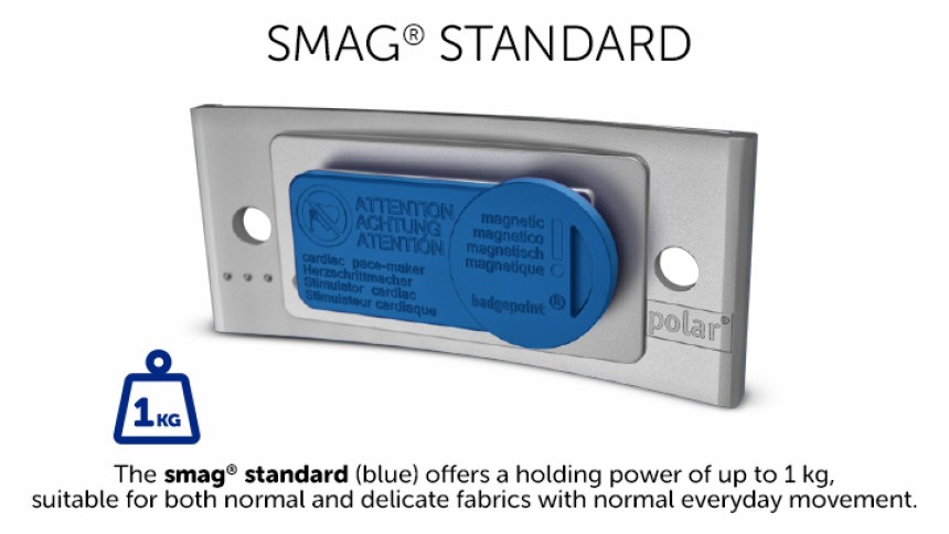 Smag Standard Back of the badgepoint magnetic name badge showing the standard magnet