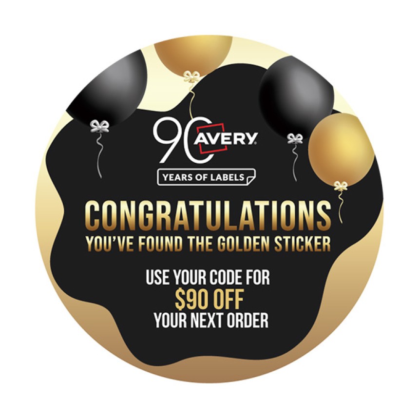 Golden Sticker to win $90 off your next order to celebrate Avery's Birthday