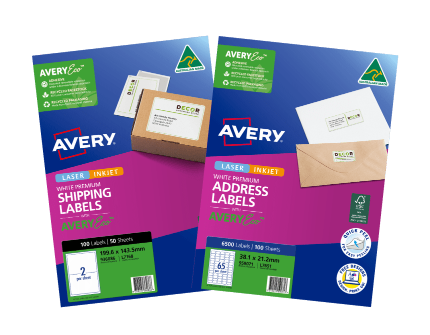 AveryEco Premium Shipping and Addressing Label Packaging Shots