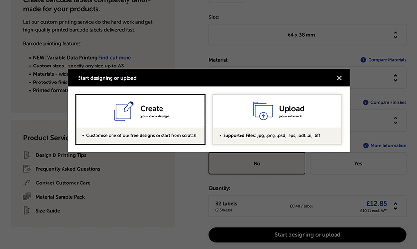 Create or Upload Artwork to start DPO