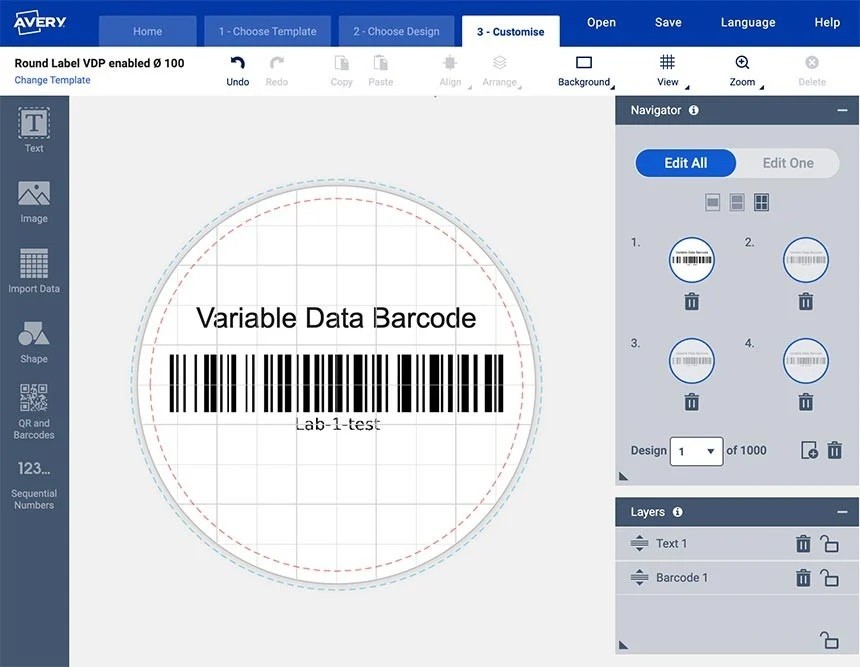 Creating a barcode on a label in Design and Print Tool