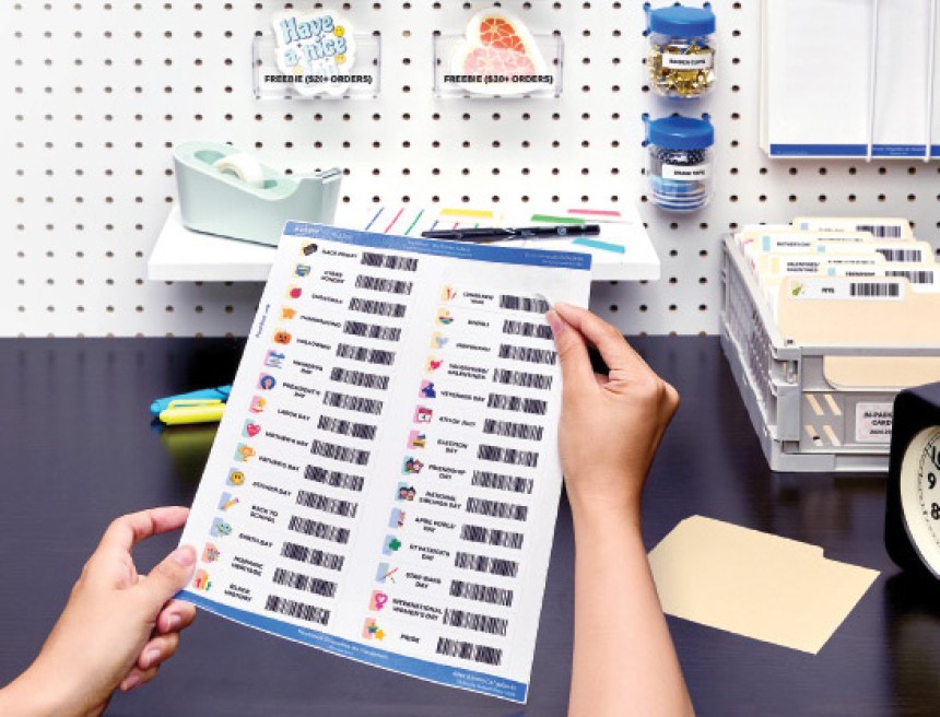 Barcode printed on A4 sheet with variable barcode and images