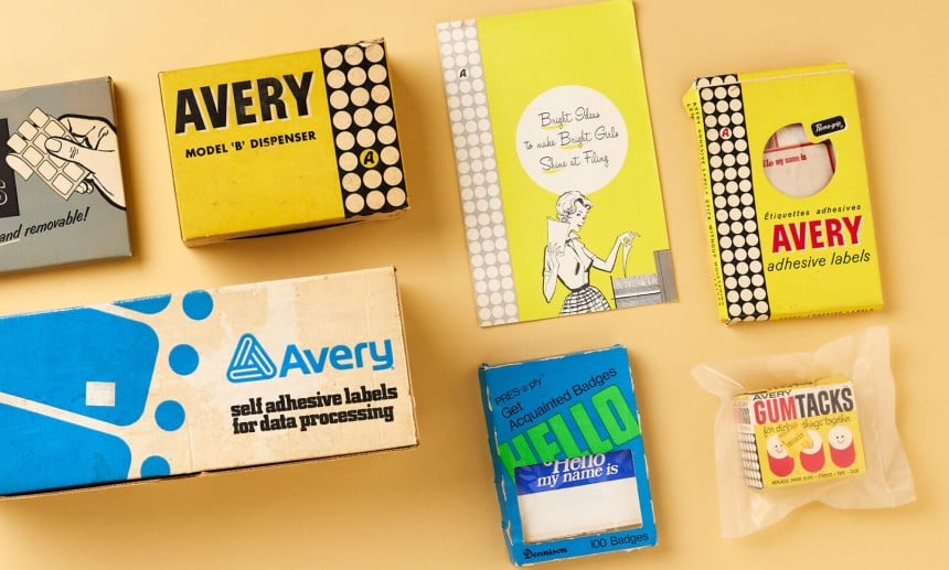 Image of a variety of Avery heritage products. 