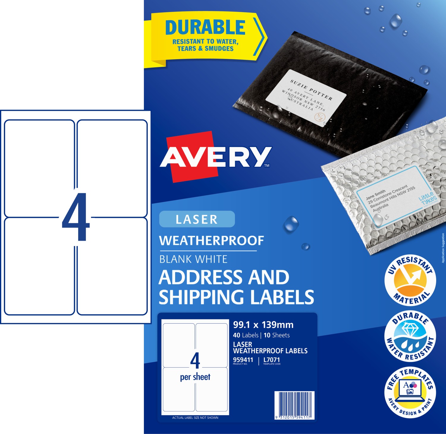 Weatherproof Shipping Labels | 959411 | Avery Australia