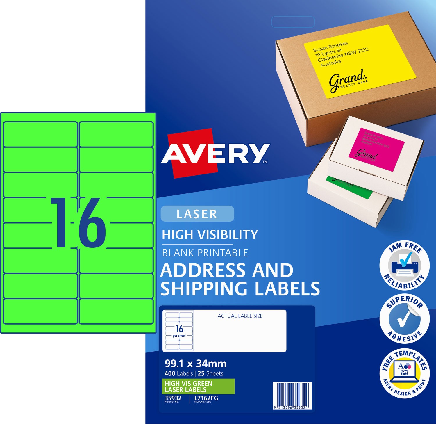 fluoro green high visibility shipping labels 35932 avery australia