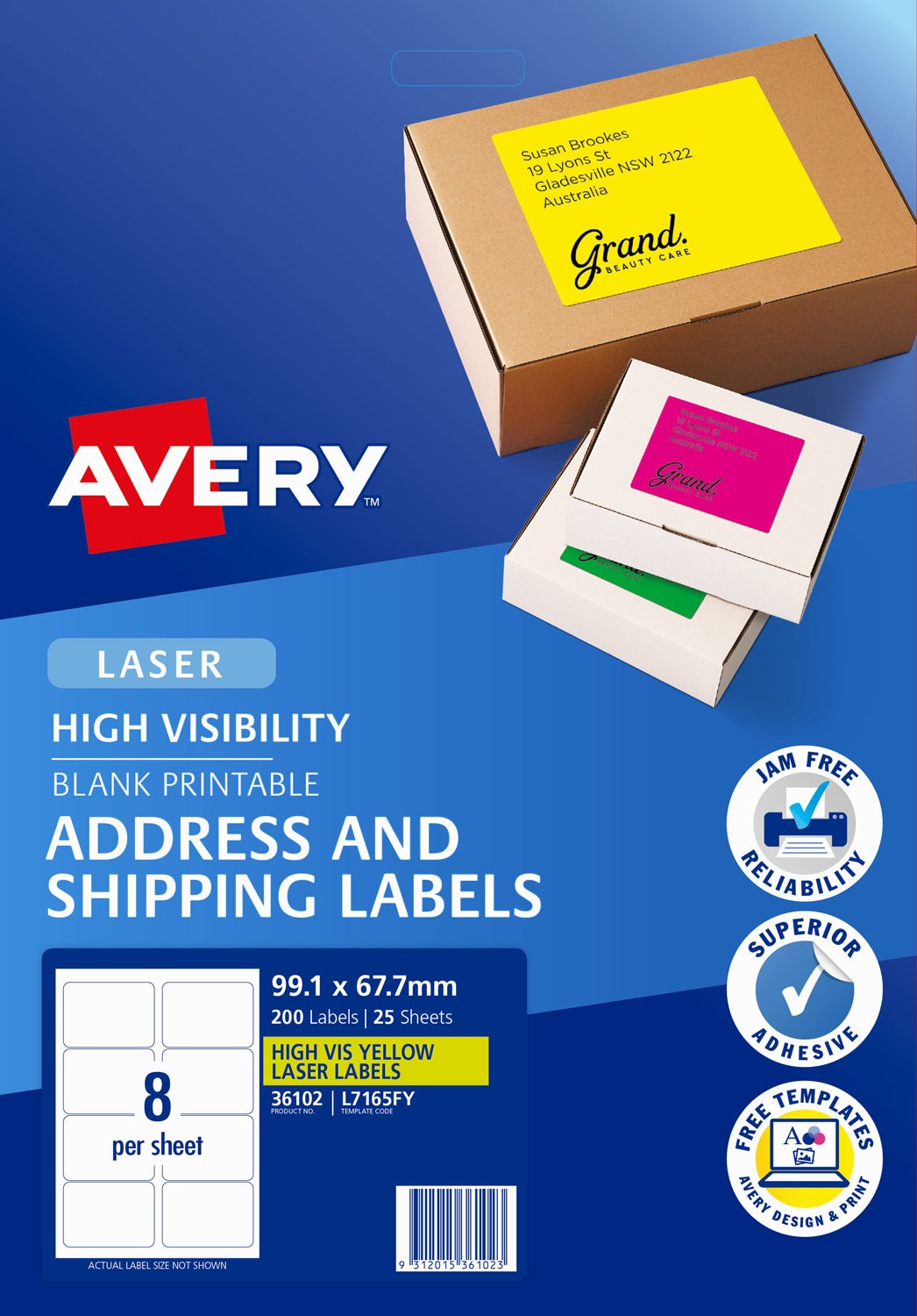 Fluoro Yellow High Visibility Shipping Labels | 36102 | Avery Australia