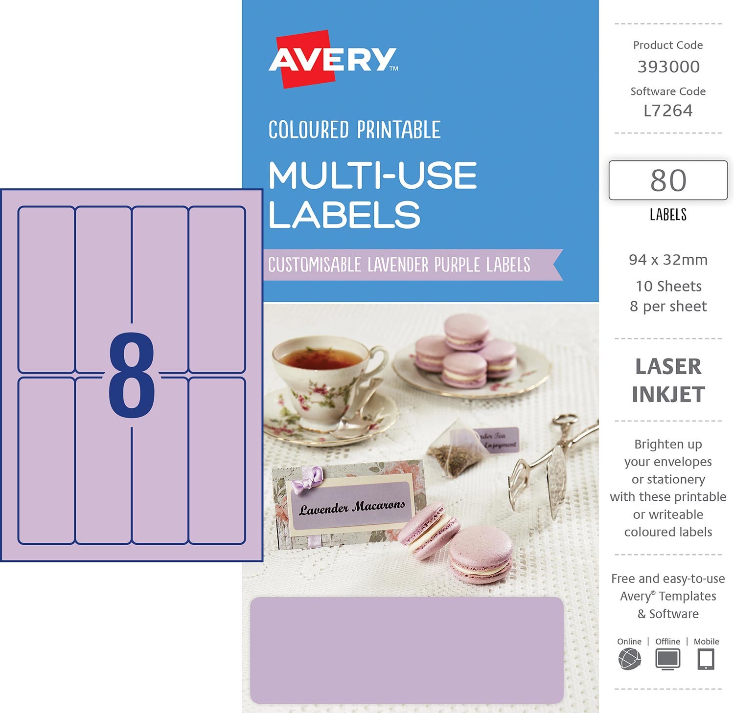 lavender purple coloured labels 393000 avery australia