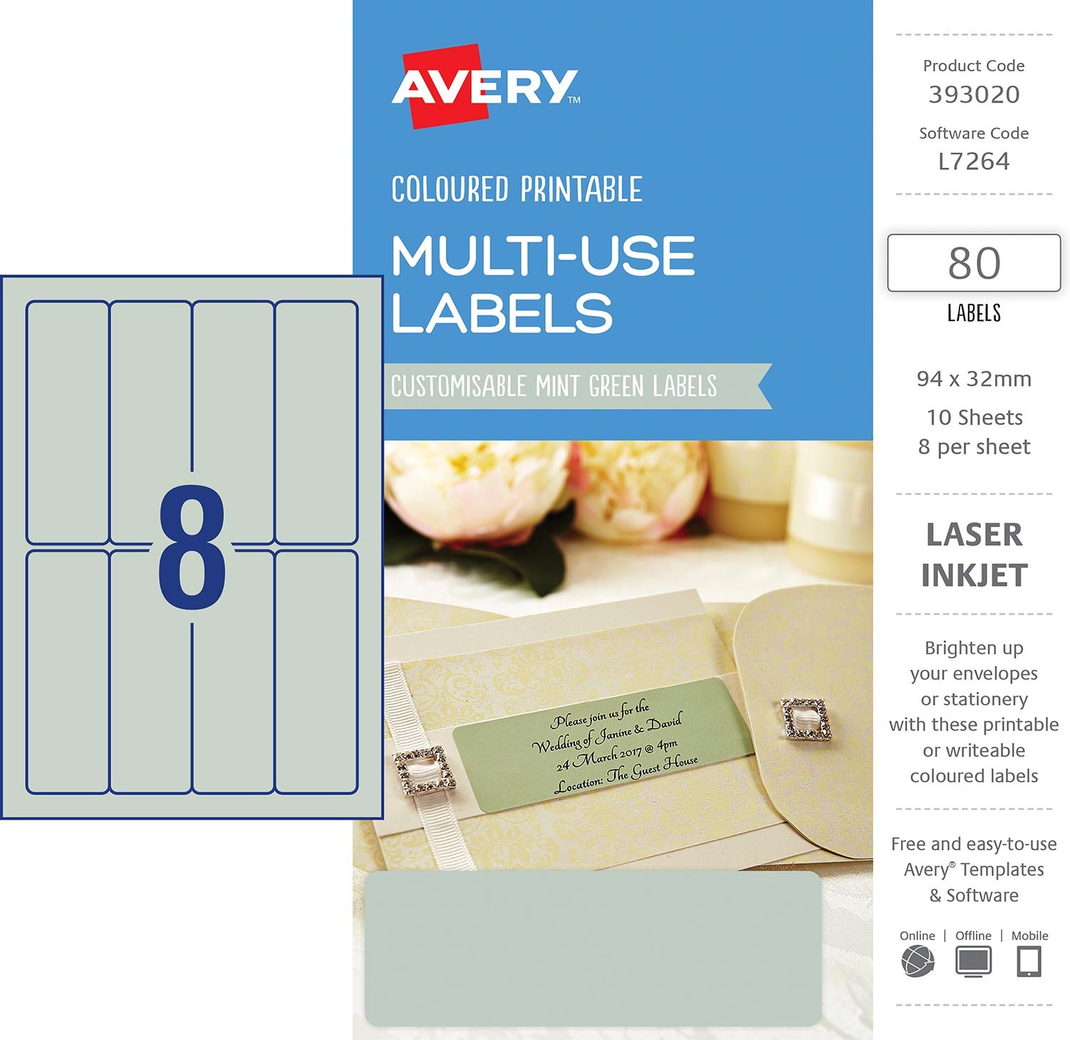 mint green coloured labels 393020 avery australia