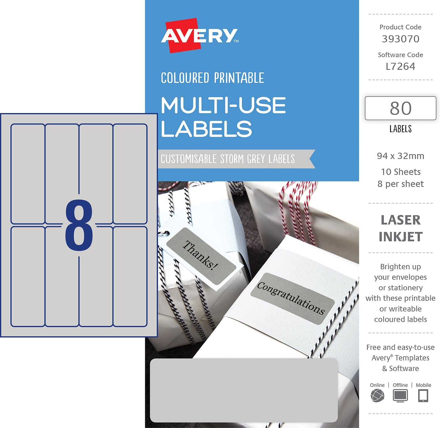 storm grey coloured labels 393070 avery australia