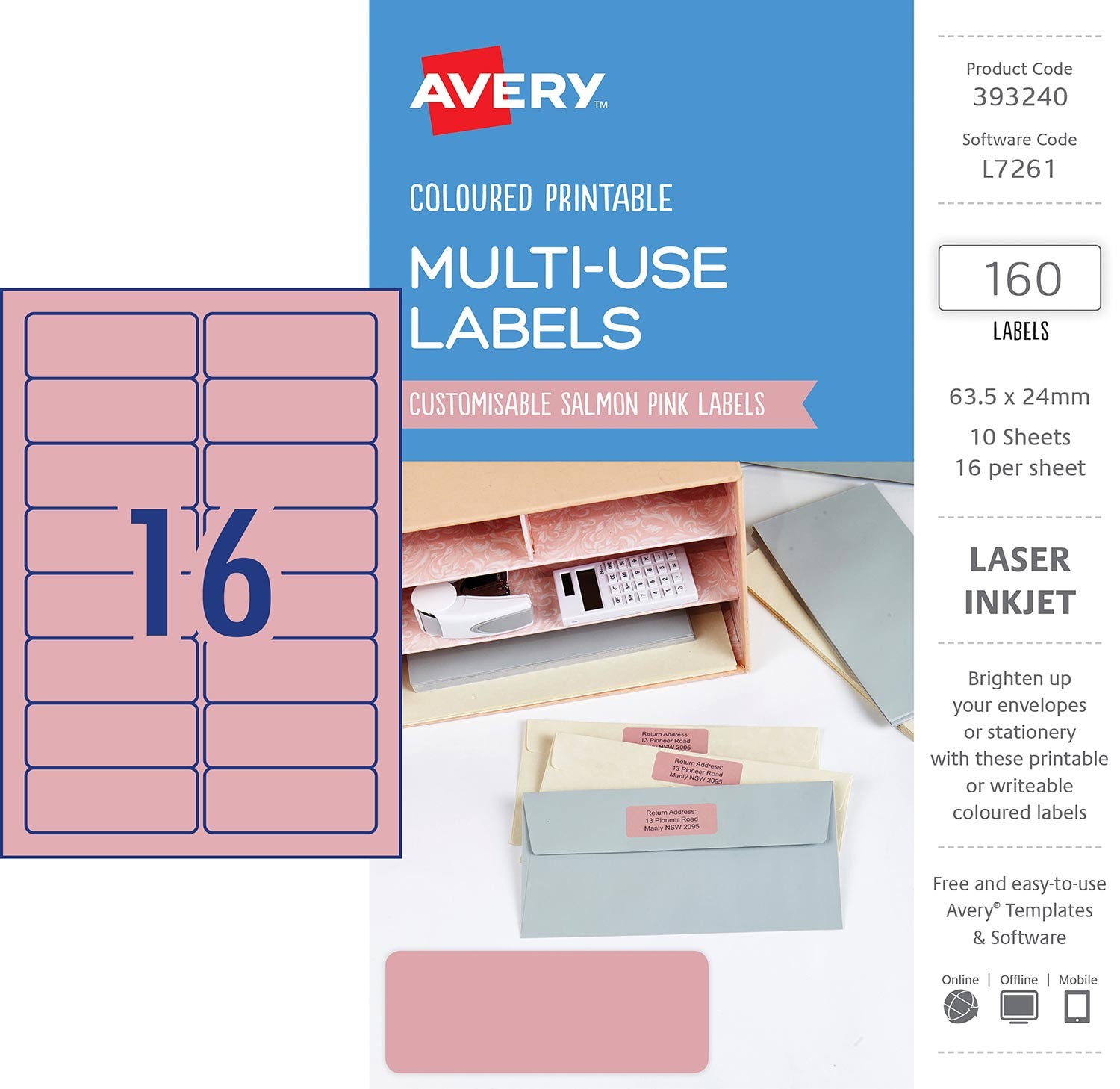 mint green coloured labels 393020 avery australia