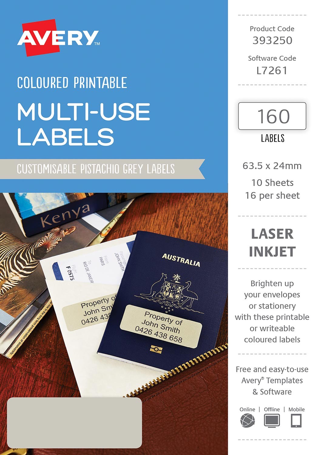 pistachio grey coloured labels 393250 avery australia