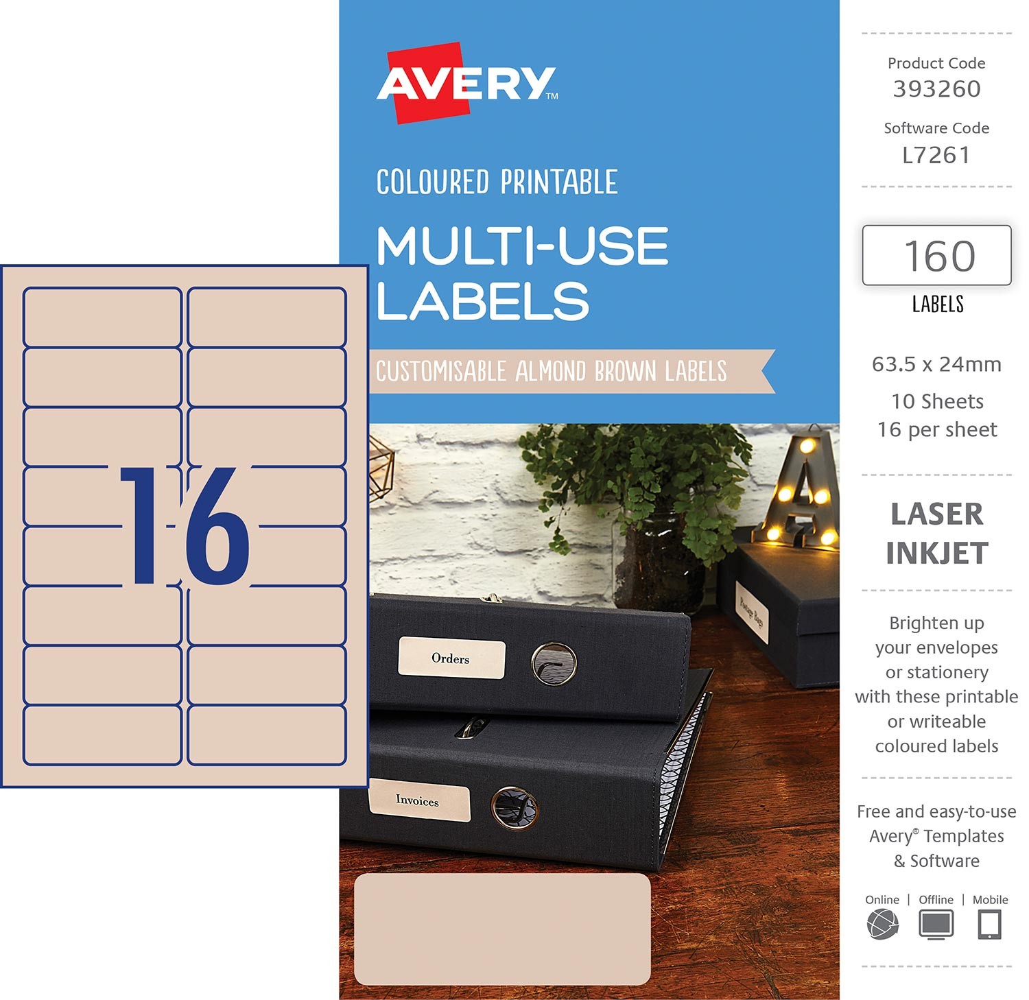 almond brown coloured labels 393260 avery australia