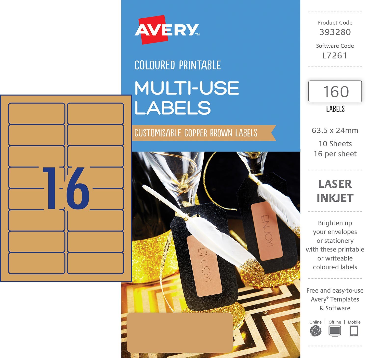 copper brown coloured labels 393280 avery australia
