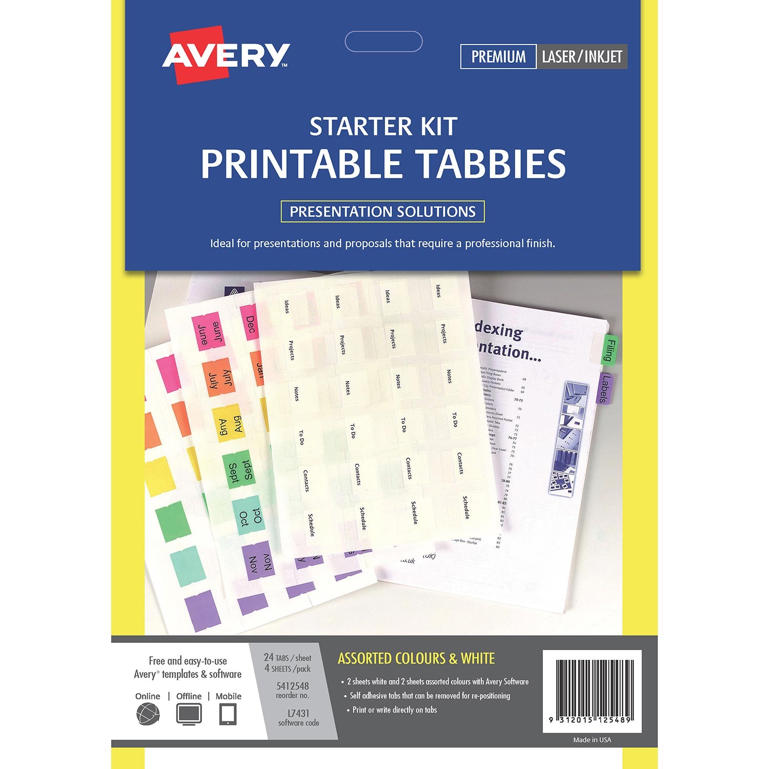 Print On Tabs Starter Kit 96 Tabs 5412548 Avery Australia