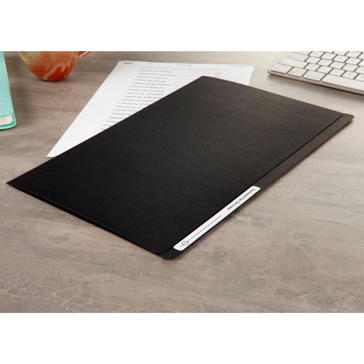 Matt Black Manilla Folder with White Labels | 88154 | Avery Australia