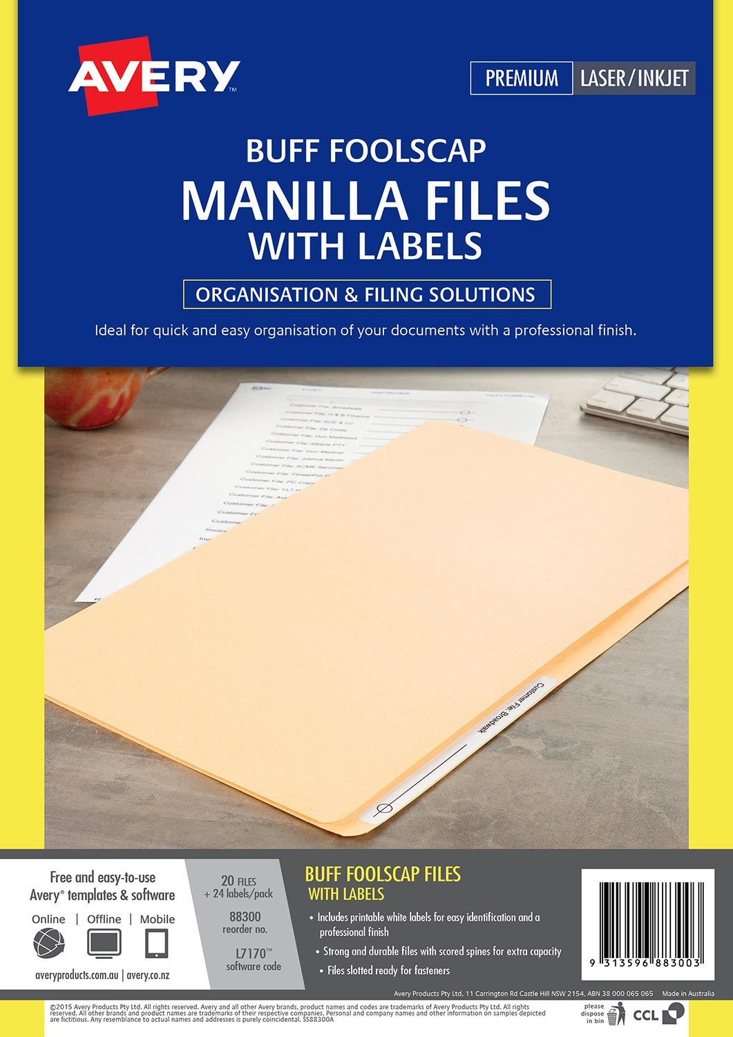 Buff Manilla Folder with Labels | 88300 | Avery Australia