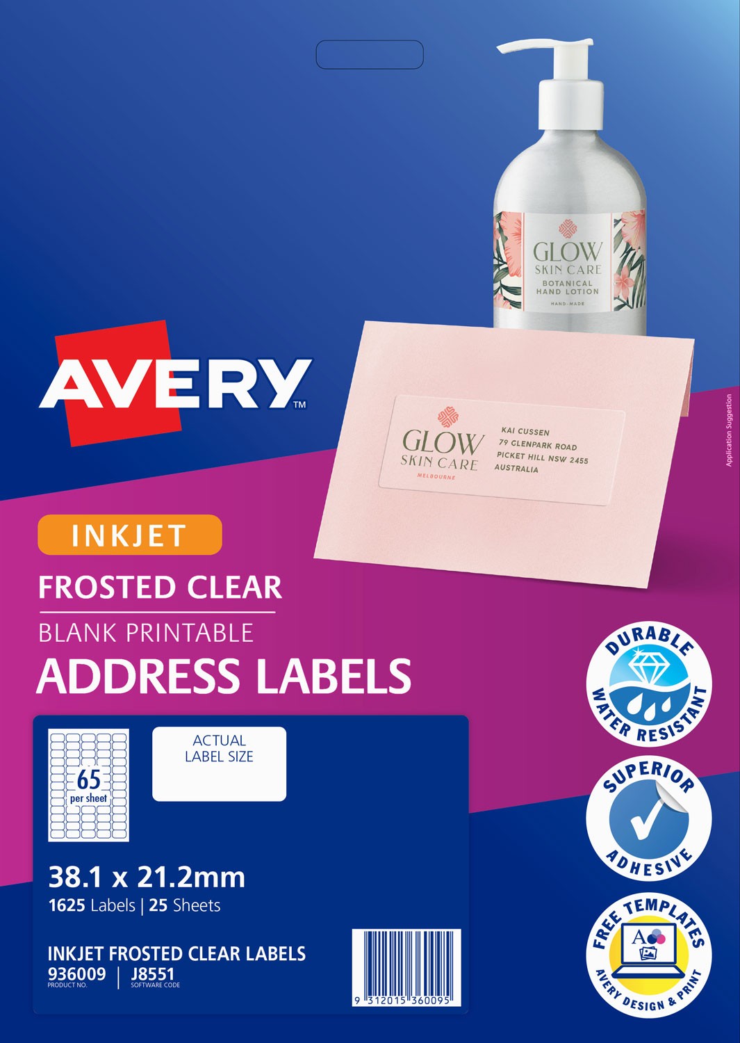 frosted clear address labels 936009 avery australia