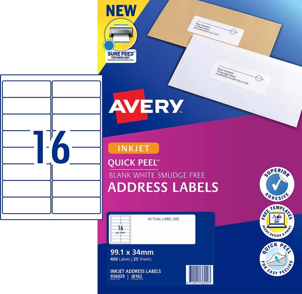 quick peel address labels with sure feed 936029 avery avery labels free software