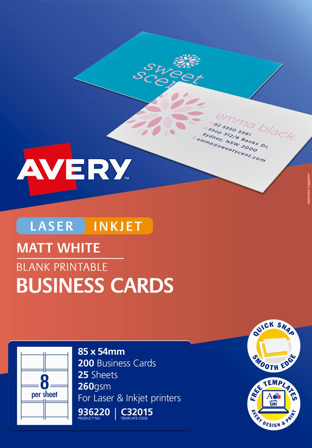 Matt Finish Business Cards | 936220 | Avery Australia