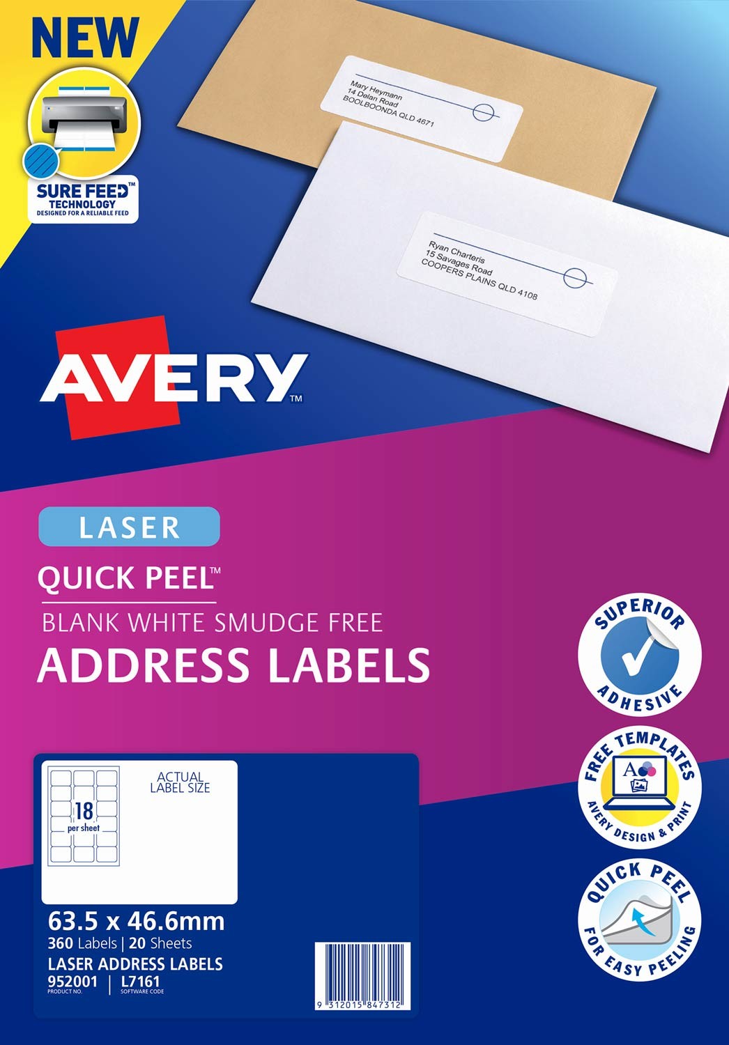 address labels with quick peel 635 x 466 mm laser white