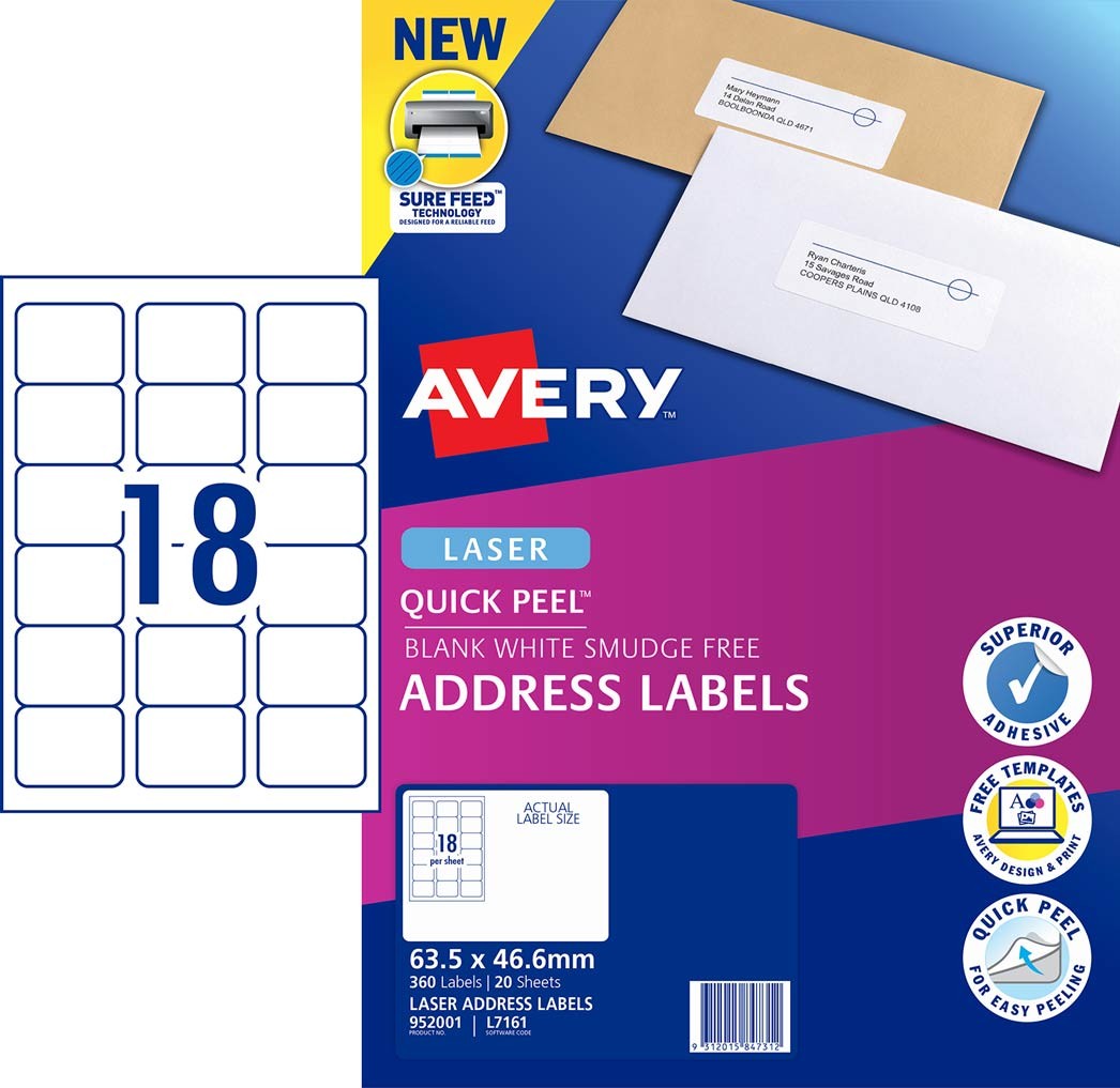Address Labels with Quick Peel™ | 952001 | Avery Australia