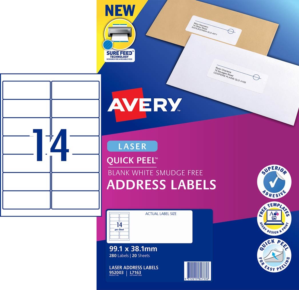 Quick Peel Address Labels with Sure Feed | 952003 | Avery ...