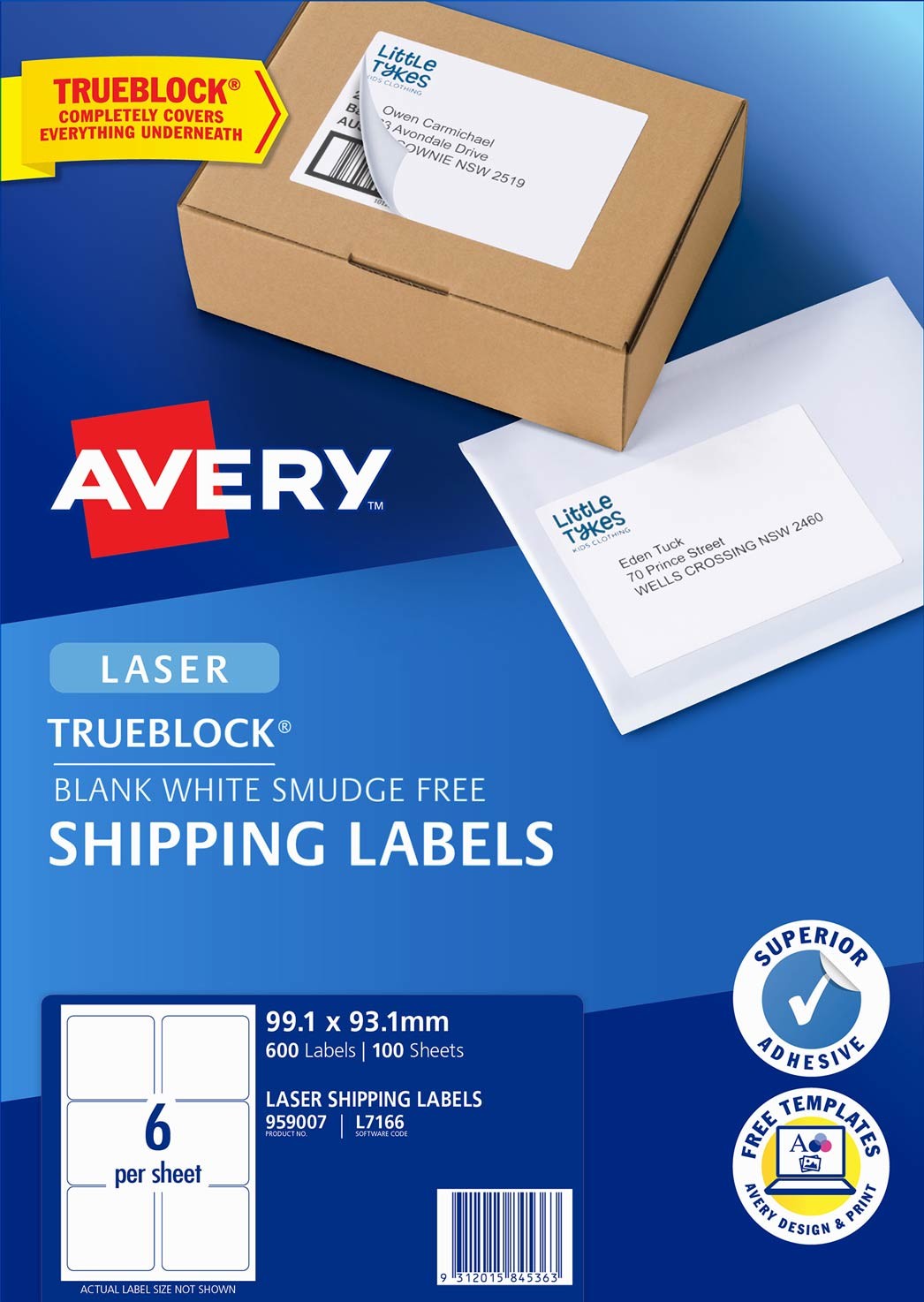 Shipping Labels with Trueblock 959007 Avery Australia