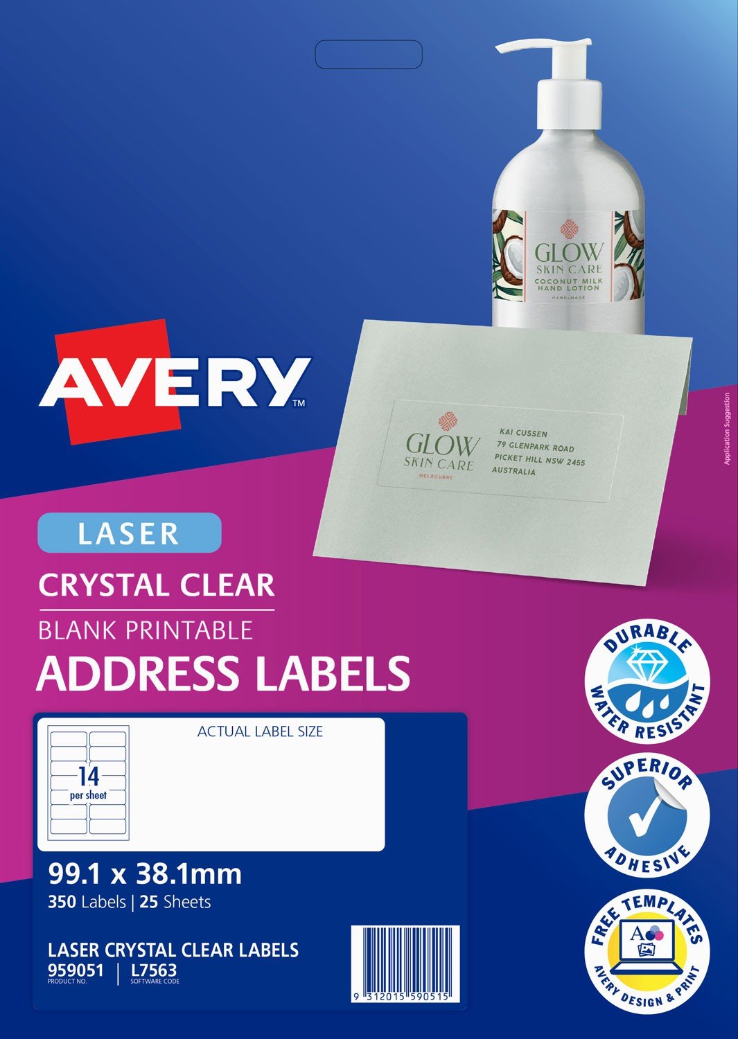 crystal clear address labels 959051 avery australia