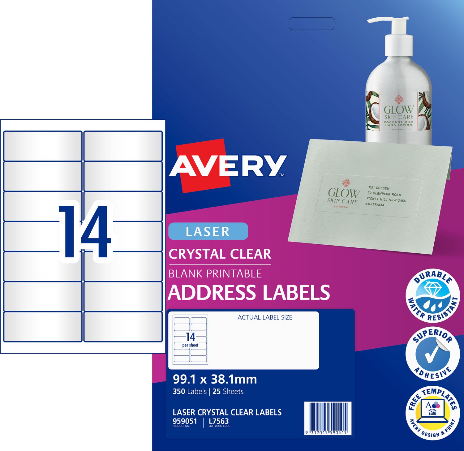 crystal clear address labels 959051 avery australia