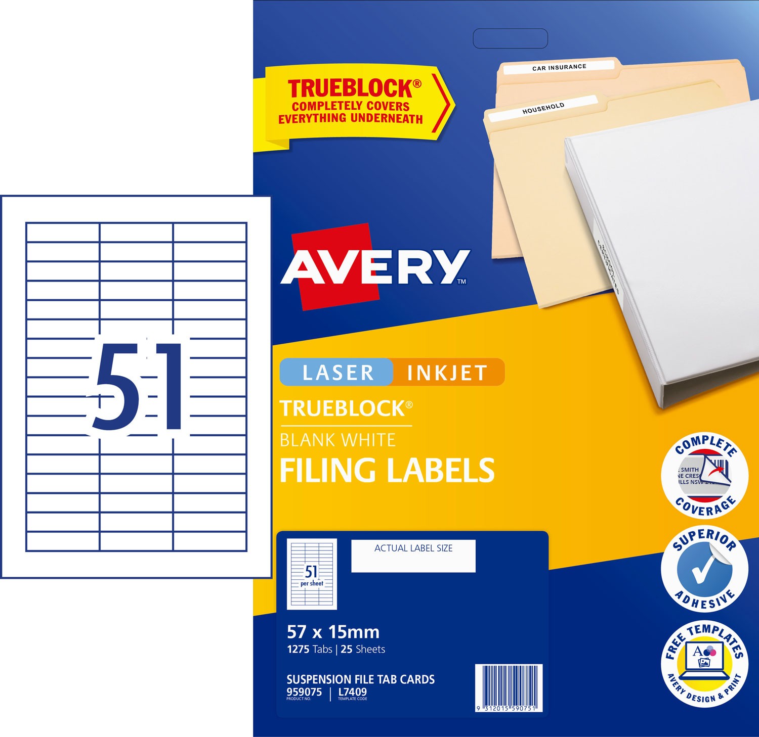 Suspension Tab Filing Cards 959075 Avery Australia