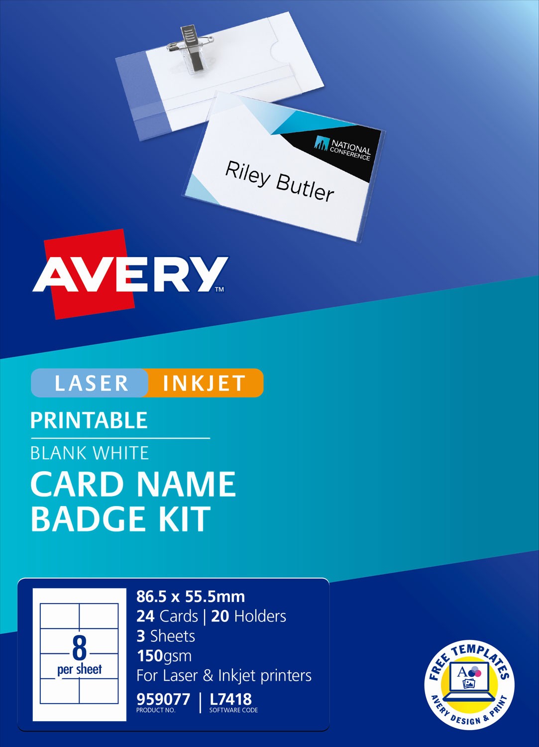 card name badges kit 959077 avery australia