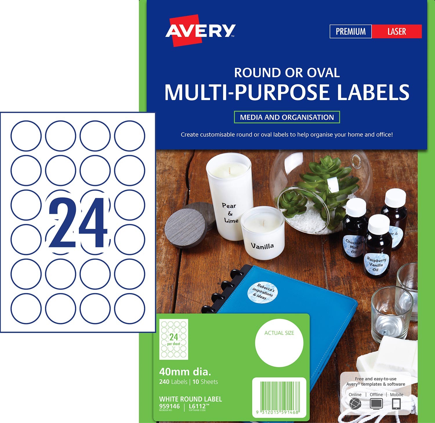 Round Multi-purpose Labels | 959146 | Avery Australia