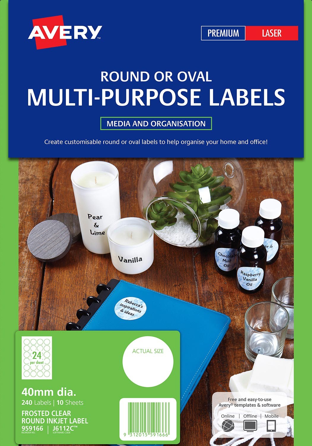 Frosted Clear Round Multipurpose Labels 959166 Avery Australia
