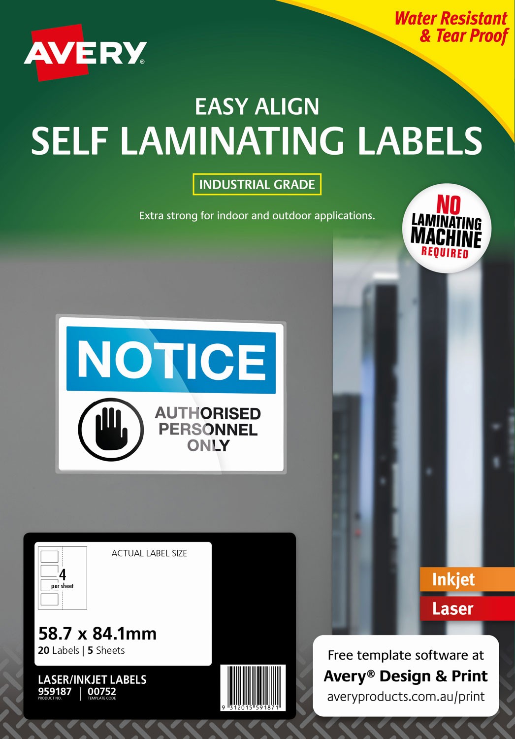 Self Laminating Labels | 959187 | Avery Australia