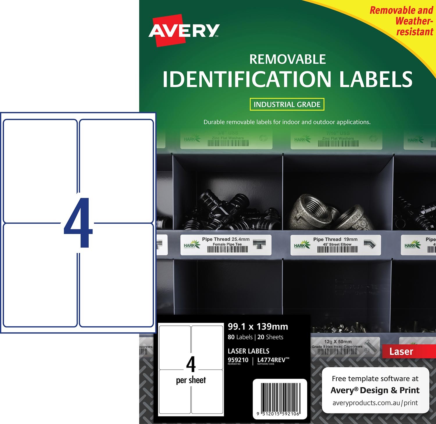 Heavy Duty Removable Labels 959210 Avery Australia