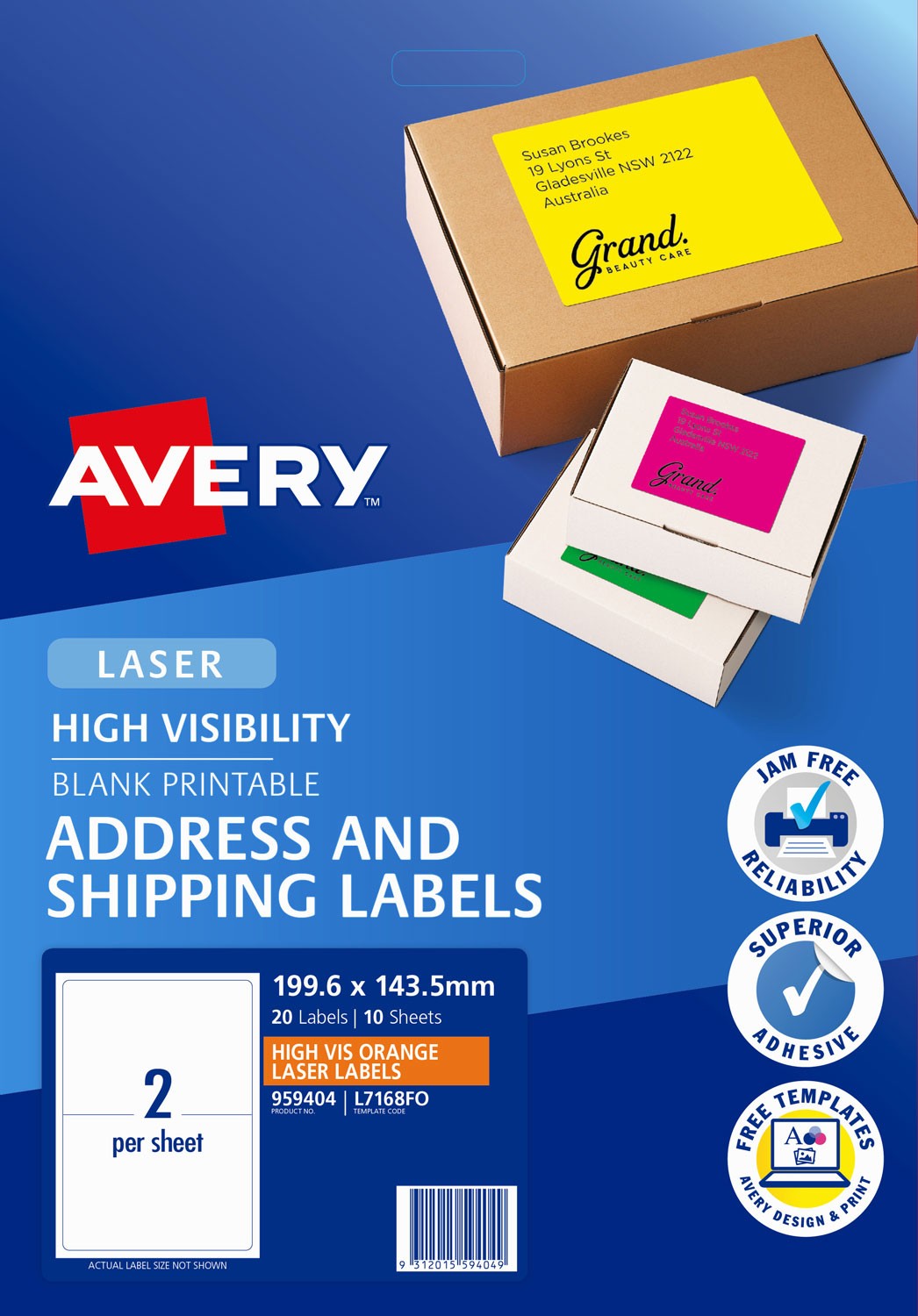 Fluoro Orange High Visibility Shipping Labels | 959404 | Avery Australia