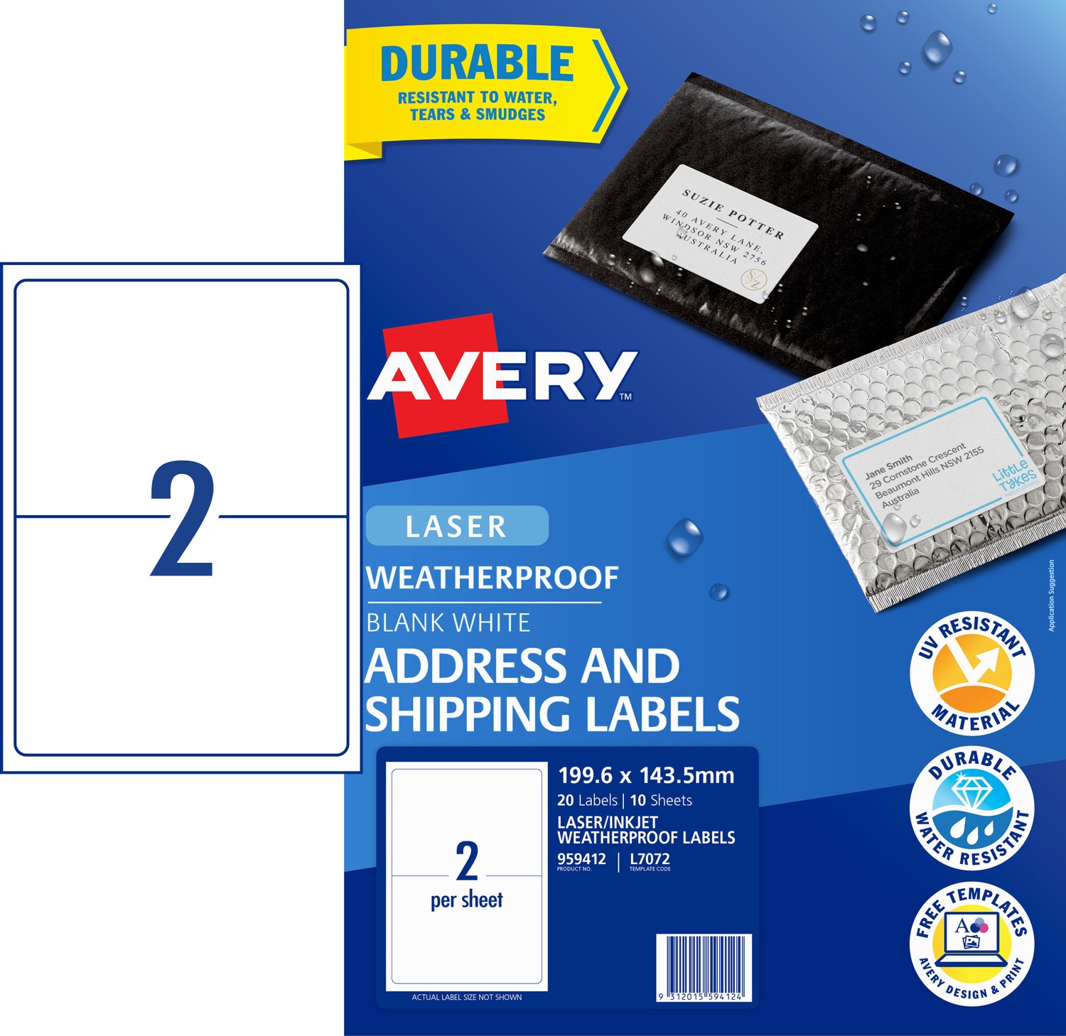 Weatherproof Shipping Labels | 959412 | Avery Australia