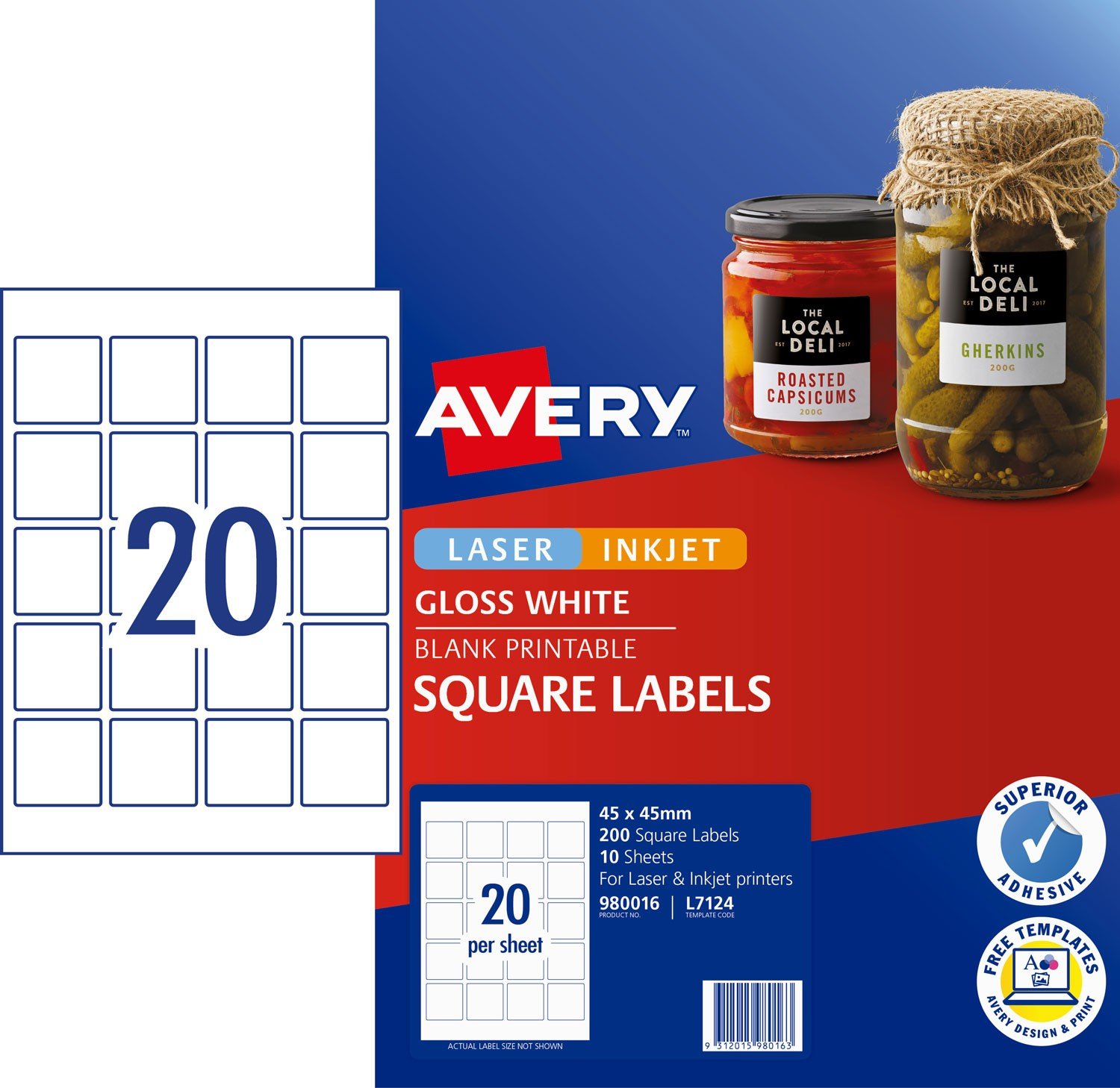 Glossy Square Labels | 980016 | Avery Australia