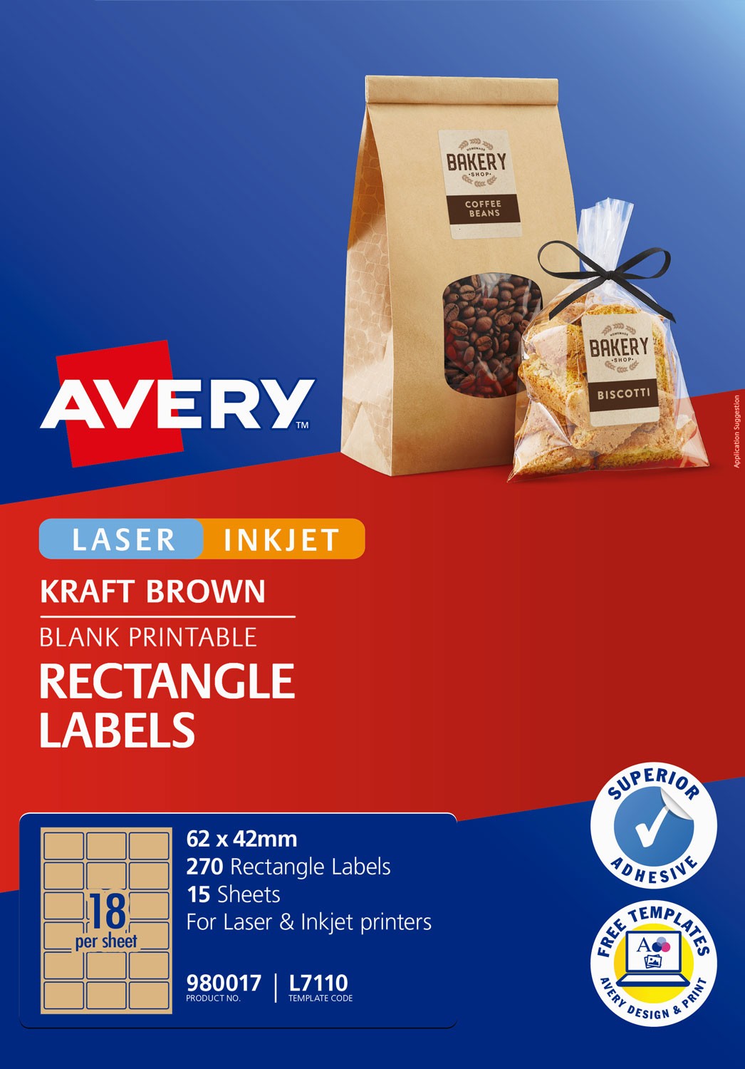 Kraft Rectangle Labels | 980017 | Avery Australia