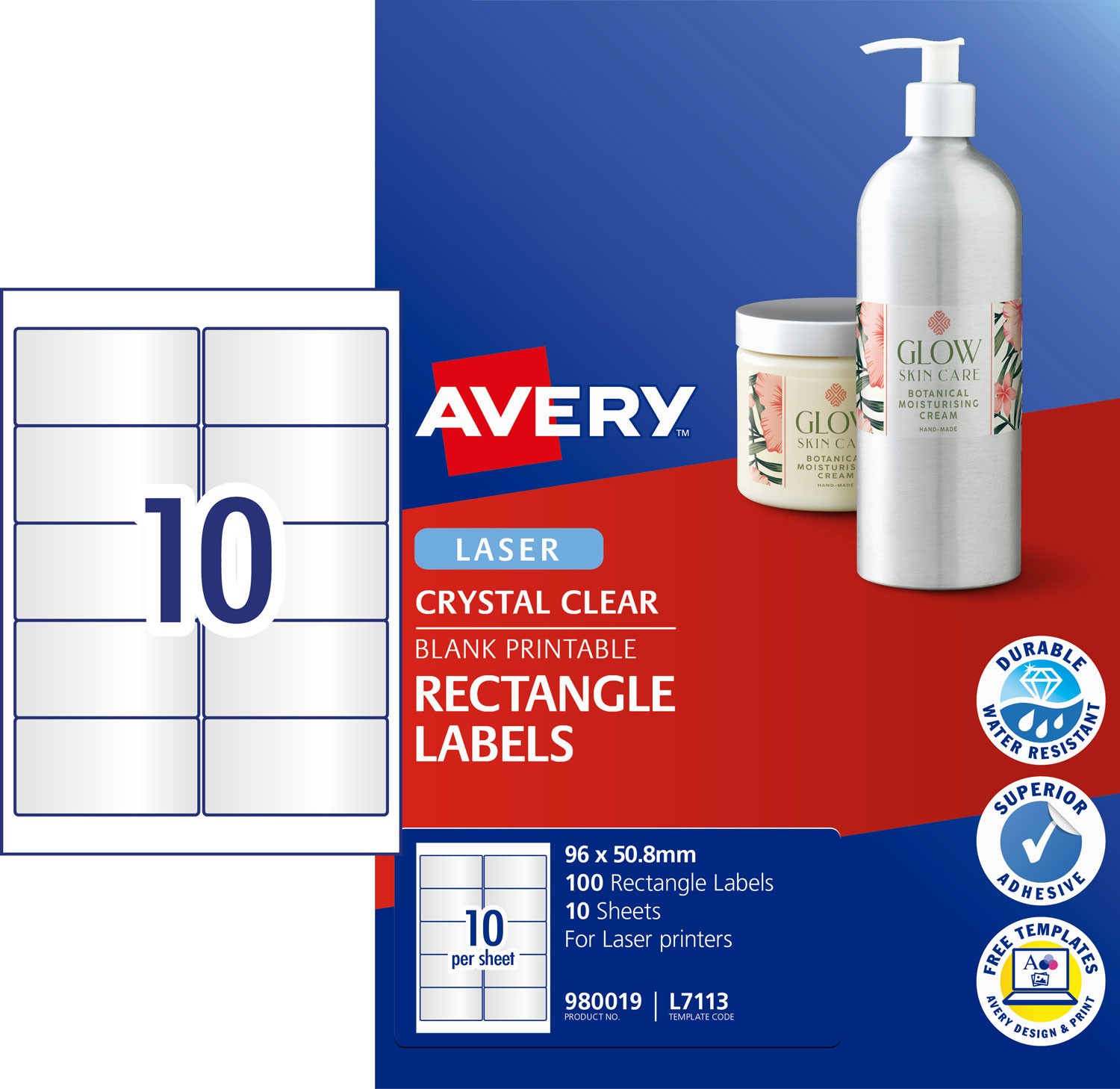 crystal clear rectangle labels 980019 avery australia