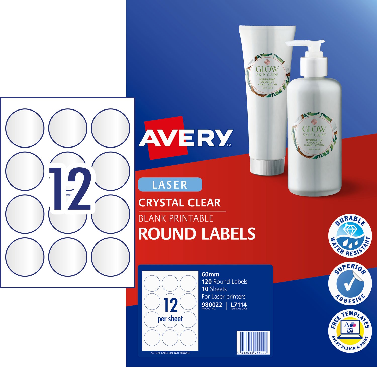 Crystal Clear Round Labels 980022 Avery Australia