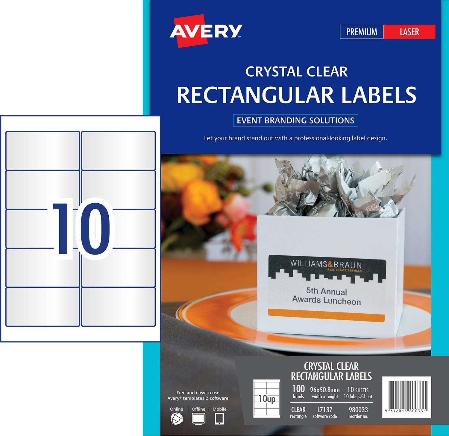 crystal clear rectangle labels 980033 avery australia