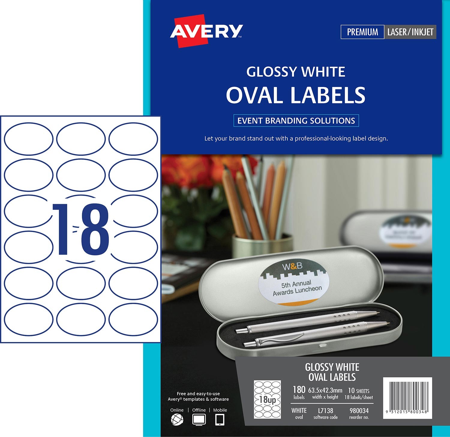 glossy oval labels 980034 avery australia